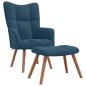 Preview: Relaxsessel mit Hocker Blau Samt