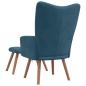Preview: Relaxsessel mit Hocker Blau Samt