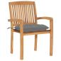 Preview: Gartenst?hle 2 Stk. mit Grauen Kissen Massivholz Teak