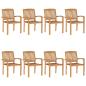 Preview: Stapelbare Gartenst?hle mit Kissen 8 Stk. Massivholz Teak