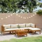 Preview: ARDEBO.de - 6-tlg. Garten-Lounge-Set mit Creme Kissen Massivholz Akazie