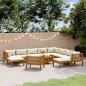 Preview: ARDEBO.de - 12-tlg. Garten-Lounge-Set mit Creme Kissen Massivholz Akazie
