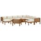 Preview: 12-tlg. Garten-Lounge-Set mit Creme Kissen Massivholz Akazie