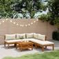 Preview: ARDEBO.de - 6-tlg. Garten-Lounge-Set mit Creme Kissen Massivholz Akazie