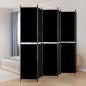 Preview: ARDEBO.de - 6-tlg. Paravent Schwarz 300x220 cm Stoff