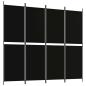 Preview: 4-tlg. Paravent Schwarz 200x180 cm Stoff