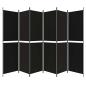 Preview: 6-tlg. Paravent Schwarz 300x200 cm Stoff