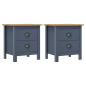 Preview: ARDEBO.de - Nachttische Hill 2 Stk. Grau 46x35x49,5 cm Massivholz Kiefer