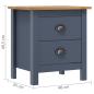 Preview: Nachttische Hill 2 Stk. Grau 46x35x49,5 cm Massivholz Kiefer