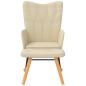 Preview: Schaukelsessel mit Hocker Creme Stoff