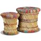 Preview: Hocker mit Chindi-Details 2 Stk. Mehrfarbig Bambus