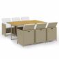 Preview: 7-tlg. Garten-Essgruppe mit Kissen Poly Rattan Beige
