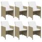 Preview: 7-tlg. Garten-Essgruppe mit Kissen Poly Rattan Beige