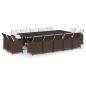 Preview: 15-tlg. Garten-Essgruppe mit Kissen Poly Rattan Braun