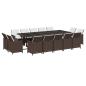 Preview: 15-tlg. Garten-Essgruppe mit Kissen Poly Rattan Braun