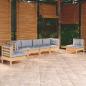 Preview: ARDEBO.de - 6-tlg. Garten-Lounge-Set mit Grauen Kissen Kiefer Massivholz