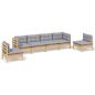 Preview: 6-tlg. Garten-Lounge-Set mit Grauen Kissen Kiefer Massivholz