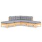 Preview: 5-tlg. Garten-Lounge-Set mit Grauen Kissen Kiefernholz