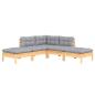 Preview: 5-tlg. Garten-Lounge-Set mit Grauen Kissen Kiefernholz