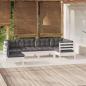 Preview: ARDEBO.de - 6-tlg. Garten-Lounge-Set mit Kissen Weiß Kiefernholz