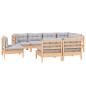 Preview: 8-tlg. Garten-Lounge-Set mit Grauen Kissen Kiefer Massivholz