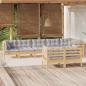 Preview: ARDEBO.de - 8-tlg. Garten-Lounge-Set mit Grauen Kissen Kiefer Massivholz
