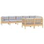 Preview: 8-tlg. Garten-Lounge-Set mit Grauen Kissen Kiefer Massivholz