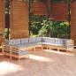 Preview: ARDEBO.de - 10-tlg. Garten-Lounge-Set mit Grauen Kissen Massivholz Kiefer