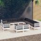 Preview: ARDEBO.de - 13-tlg. Garten-Lounge-Set mit Kissen Weiß Massivholz Kiefer