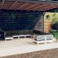 Preview: ARDEBO.de - 11-tlg. Garten-Lounge-Set mit Kissen Weiß Kiefernholz