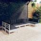 Preview: ARDEBO.de - 7-tlg. Garten-Lounge-Set mit Kissen Weiß Kiefer Massivholz