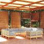 Preview: ARDEBO.de - 13-tlg. Garten-Lounge-Set mit Grauen Kissen Kiefernholz
