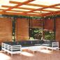 Preview: ARDEBO.de - 11-tlg. Garten-Lounge-Set mit Kissen Weiß Kiefernholz