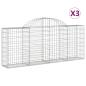 Preview: Gabionen mit Hochbogen 3 Stk. 200x30x80/100 cm Verzinktes Eisen