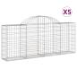 Preview: Gabionen mit Hochbogen 5 Stk. 200x30x80/100 cm Verzinktes Eisen