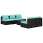 Preview: 6-tlg. Garten-Lounge-Set mit Kissen Poly Rattan Schwarz