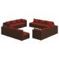 Preview: 12-tlg. Garten-Lounge-Set mit Kissen Poly Rattan Braun