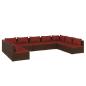 Preview: 9-tlg. Garten-Lounge-Set mit Kissen Poly Rattan Braun