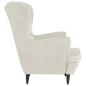 Preview: Ohrensessel mit Hocker Creme Samt
