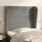 Preview: ARDEBO.de - Kopfteil mit Ohren Hellgrau 103x23x118/128 cm Samt