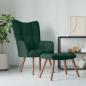 Preview: ARDEBO.de - Relaxsessel mit Hocker Dunkelgr?n Samt