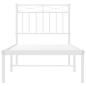 Preview: Metallbett ohne Matratze mit Kopfteil Weiß 75x190 cm