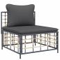 Preview: Garten-Mittelsofa mit Dunkelgrauen Kissen Poly Rattan