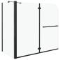 Preview: Badewannenaufsatz 2-fach Faltbar ESG 120x68x130 cm Schwarz