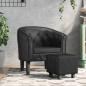 Preview: ARDEBO.de - Clubsessel mit Fu?hocker Schwarz Kunstleder