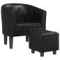 Preview: Clubsessel mit Fu?hocker Schwarz Kunstleder