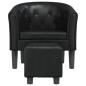 Preview: Clubsessel mit Fu?hocker Schwarz Kunstleder