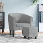 Preview: ARDEBO.de - Clubsessel mit Fu?hocker Hellgrau Samt