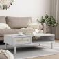 Preview: ARDEBO.de - Couchtisch SENJA Rattan-Optik Wei? 100x55x33 cm Kiefernholz