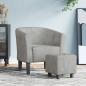 Preview: ARDEBO.de - Clubsessel mit Fu?hocker Hellgrau Samt